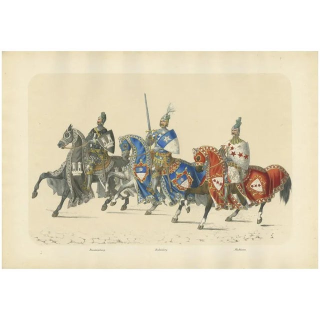 Gallant Knights of Blankenburg and Bubenberg and Mattern in Swiss Heraldic Pageantry, 1855, Paper For Sale - Image 10 of 10