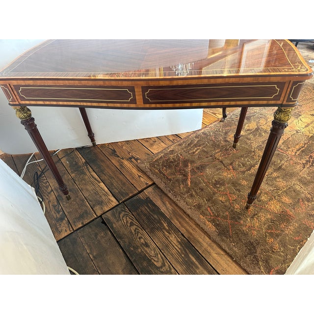 Brown Theodore Alexander Mahogany Desk With Cast Brass Accents and Two Drawers For Sale - Image 8 of 12