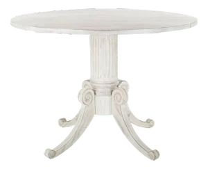 Round Drop Leaf Dining Table in Antique White