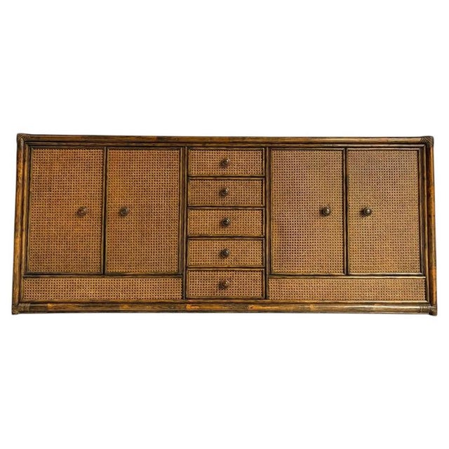 Vintage Rattan and Travertine Sideboard, 1960s For Sale - Image 13 of 13
