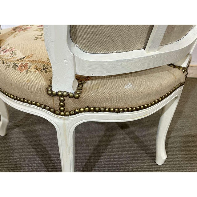 Louis XV style cabriolet armchair from the 1970s - W=62cm, D=63cm, H=83cm, seat H=40cm.