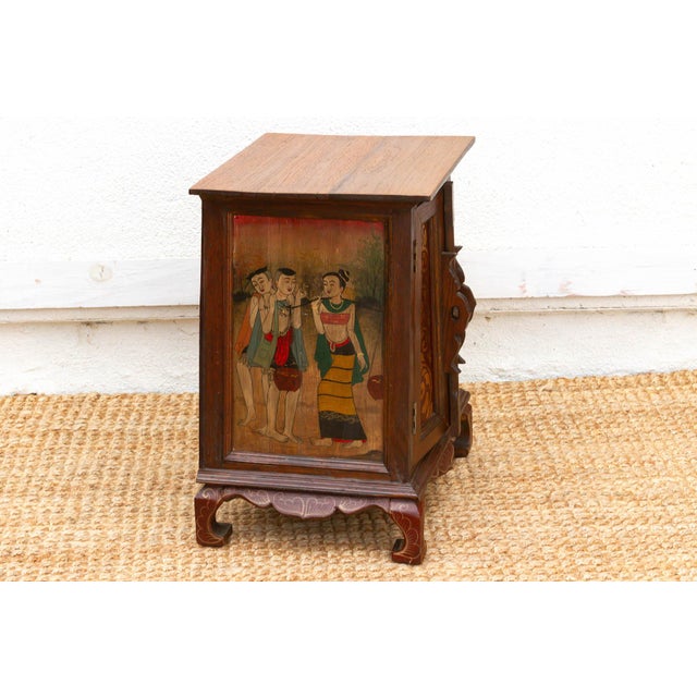 Brown Small Mid-20th Century Hand Painted Thai Cabinet For Sale - Image 8 of 9