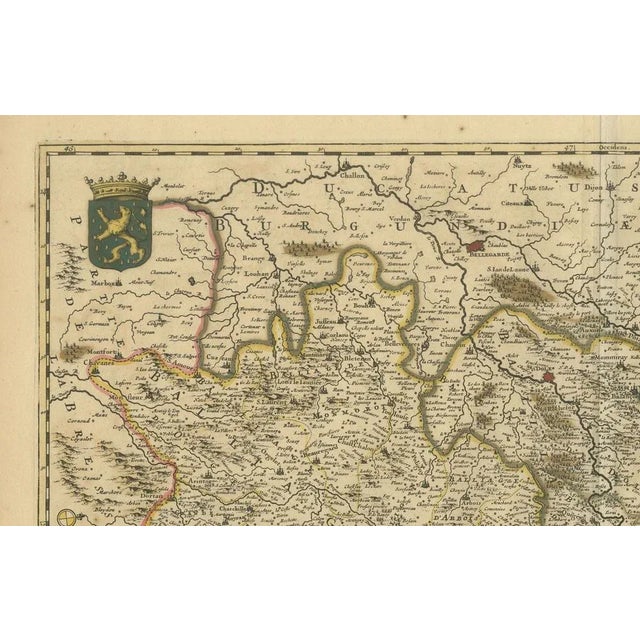 Hand-Colored Map of Franche-Comté and Burgundy by Frederik De Wit, 1688 For Sale - Image 4 of 6