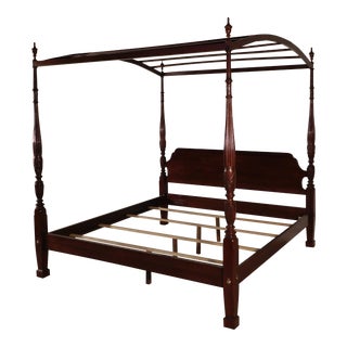 Ethan Allen Georgian Court Standard King Cherry Canopy Rice / Tobacco Poster Bed For Sale