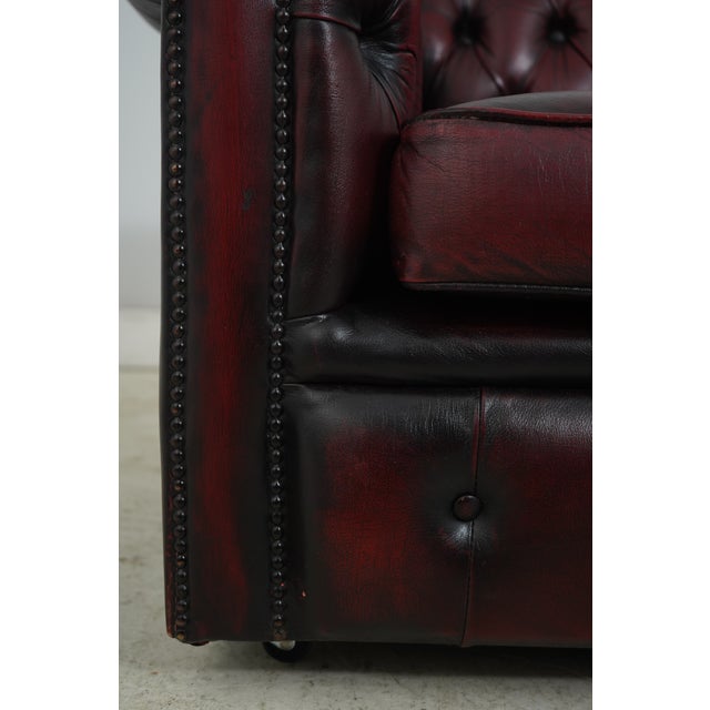 Chesterfield Tufted Leather English Loveseat For Sale - Image 15 of 18