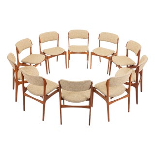 Model 49 Dining Chairs by Erik Buch for Odense Maskinnedkeri, Denmark, 1960s, Set of 10 For Sale