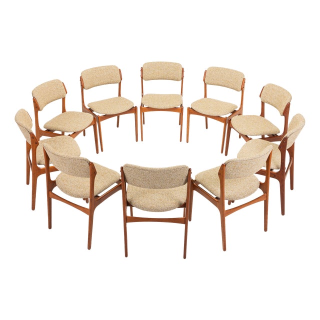 Model 49 Dining Chairs by Erik Buch for Odense Maskinnedkeri, Denmark, 1960s, Set of 10 For Sale