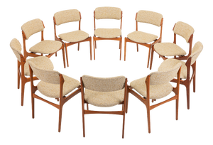 Model 49 Dining Chairs by Erik Buch for Odense Maskinnedkeri, Denmark, 1960s, Set of 10