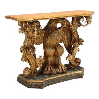 Baroque Console Table in Carved and Gilded Wood For Sale