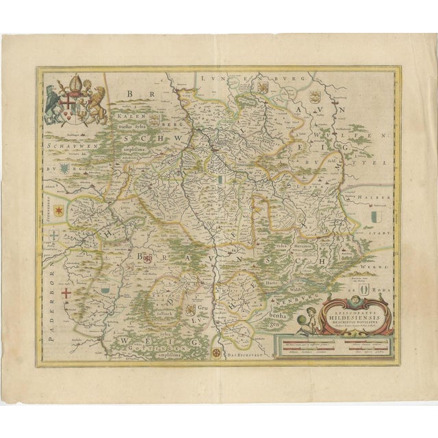 Bishopric of Hildesheim Map in Northern Germany by Willem & Joan Blaeu, 1645 For Sale - Image 6 of 6