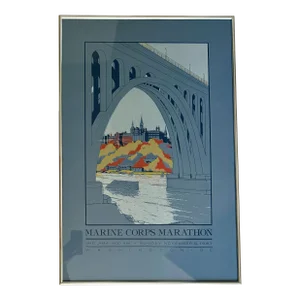 1987 Original Framed Marine Corps Marathon Commemorative Poster