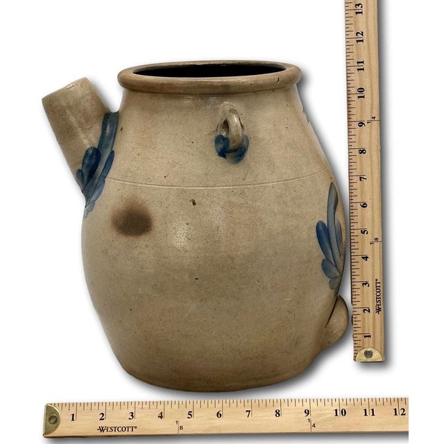 Rare Large 2 Gallon Size Antique American Blue Decorated Stoneware Batter Jug by Evan R Jones Pittston Pennsylvania 1860s For Sale - Image 18 of 18