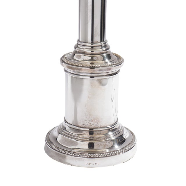 Victorian English Victorian Doric Column Silver-Plated Table Lamp, C. 1850-60 For Sale - Image 3 of 7