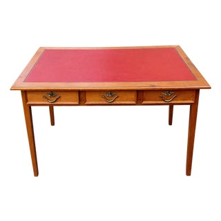 Louis XVI Style Reversible Flat Desk with Red Leather Drawers, 1930s For Sale