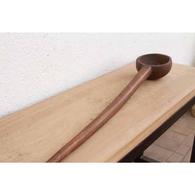 39" Long Hand-Carved Wooden Ladle For Sale - Image 4 of 7