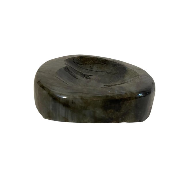 Genuine Polished Labradorite Dish With Heart Carved in the Center For Sale - Image 4 of 11