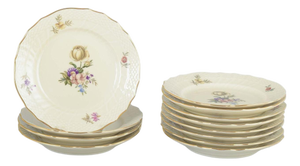 Frijsenborg Plates in Porcelain from Royal Copenhagen, Set of 12