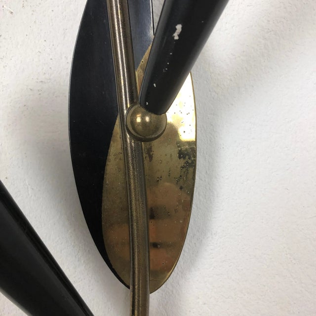 Large Modernist Brass Floral Theatre Wall Light Sconce, France, 1950 For Sale - Image 12 of 15