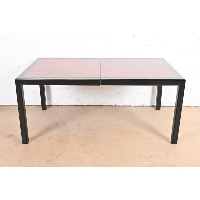 Brown Dunbar Style Rosewood and Black Lacquered Extension Dining Table, Newly Refinished For Sale - Image 8 of 11