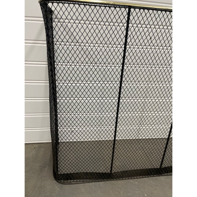 19th Century English Fire Screen or often called Nursery Guard. Woven wire with beautiful brass railing.