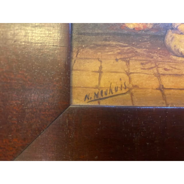 Figurative Antique Dutch Painting on Tile of Mother and Child by Hearth by Albert Neuhuys For Sale - Image 3 of 4