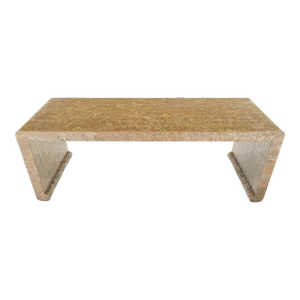 Waterfall Mica Tiles 4' Long Coffee Table Bench 1970's Mid Century Modern