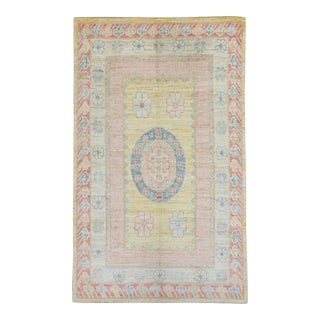 Multicolor Old Wool Turkish Oushak Rug 5'5" X 8'2" For Sale
