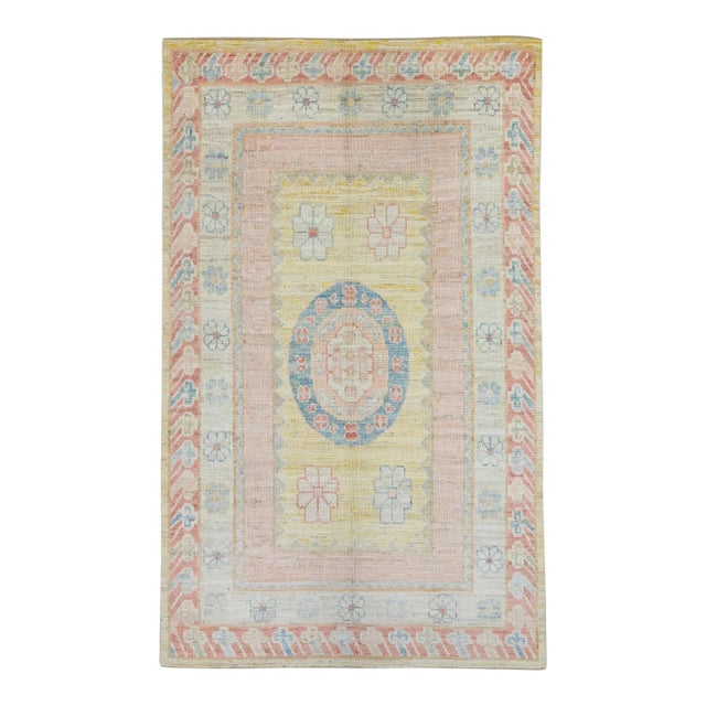 Multicolor Old Wool Turkish Oushak Rug 5'5" X 8'2" For Sale