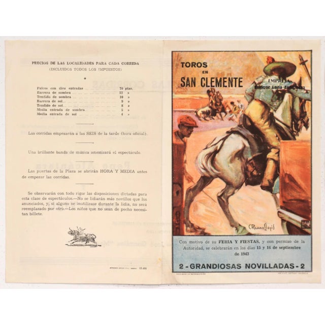 1930's Spanish Bullfighting Poster, Plaza De Toro, Valencia (Set of 4) For Sale - Image 4 of 6