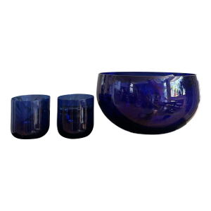 1950s Bristol Cobalt Punch Bowl Set