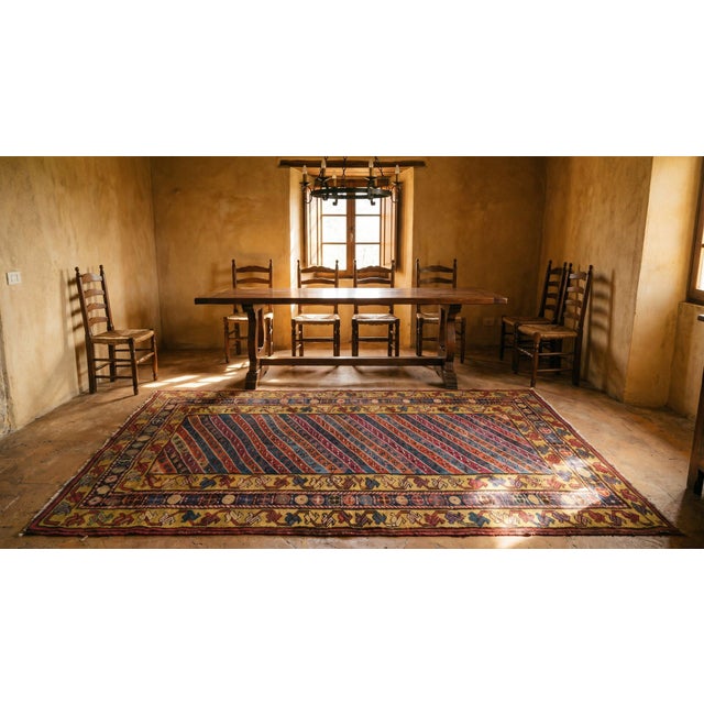Blue 1890s Multicolor Geometric Tribal Antique Caucasian Karabagh Rug 3'9" X 7'3" Handknotted Wool Carpet For Sale - Image 8 of 9