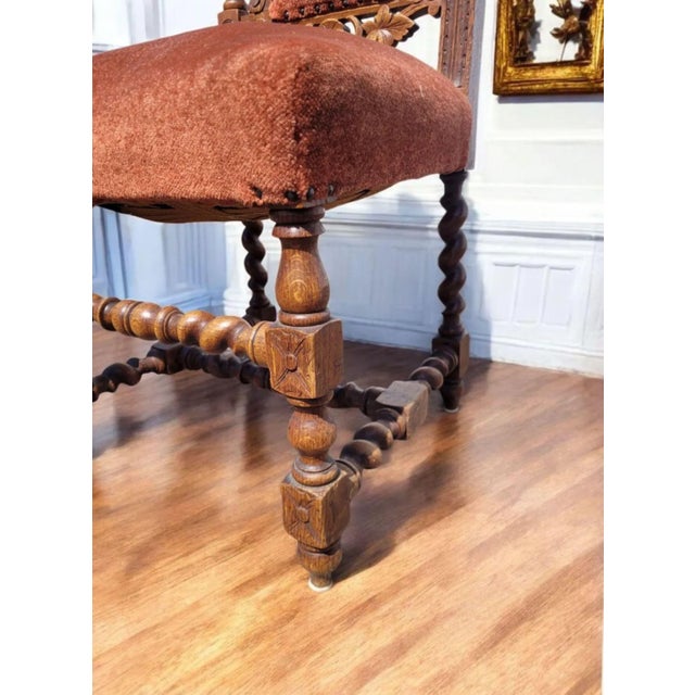Wood Antique Renaissance Revival Oak Dining Chairs, 1850s, Set of 4 For Sale - Image 7 of 10