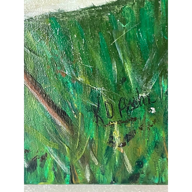 Vintage Florida eggrett coloristic painting acrylic on canvas. Signed lower right.