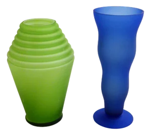 Vases in Colored Frosted Glass, 1980s, Set of 2