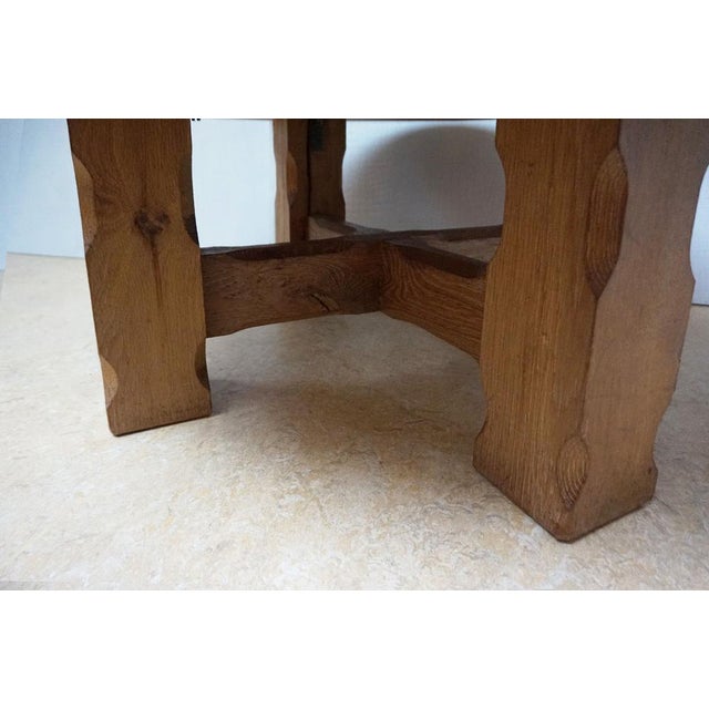 1960s Brutalist Wabi-Sabi Handcrafted Round Oak Coffee Table, 1960s For Sale - Image 5 of 13