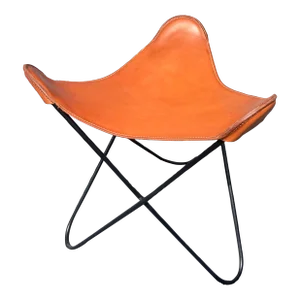 Black Iron & Cognac Leather Saddle Stool