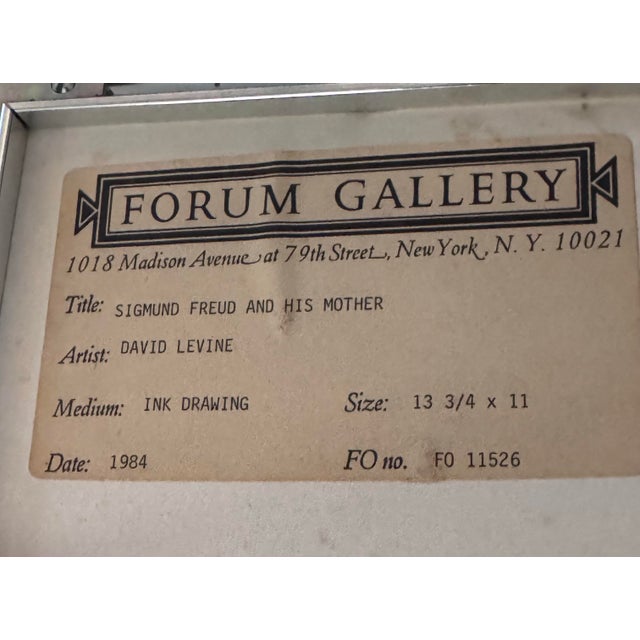 Figurative David Levine Original Sigmund Freud and His Mother Ink Drawing, 1984 For Sale - Image 3 of 4