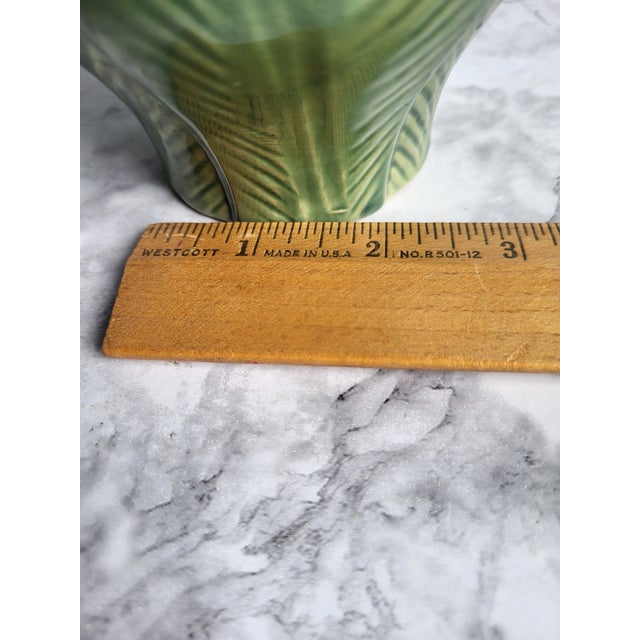 Green 1970s Green Glazed Majolica Lotus Leaf Planter For Sale - Image 8 of 8