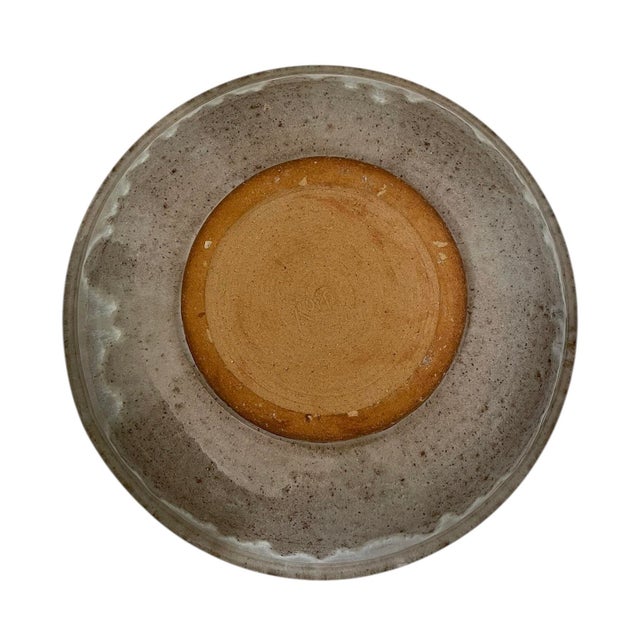 Marguerite Rost Studio 13” Ceramic Serving Bowl California MCM Tan White Gray For Sale - Image 4 of 6