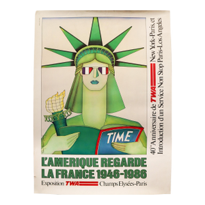 1983 Original French Exhibition Poster, l'Amérique Regarde La France 1946-1986