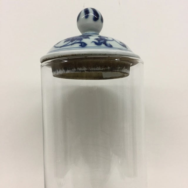 Vintage Glass Pillar With Antique Chinese Lid For Sale - Image 10 of 11