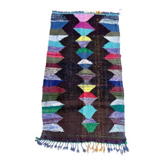 1980s Moroccan Colorful Vintage Kilim Rug - 3'7" X 6'4" Ft For Sale