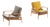 Easy Chairs in Brass, Oak and Wool by Ib Kofod-Larsen, 1950s, Set of 2 For Sale