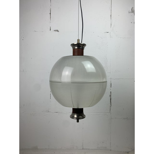 Midcentury Modern Teak and Holophane Sphere Globe Pendant by Sergio Mazza, 1960s For Sale - Image 18 of 18