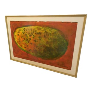 Vintage Modern Abstract Atomic Speckled Orb Print Framed Signed For Sale