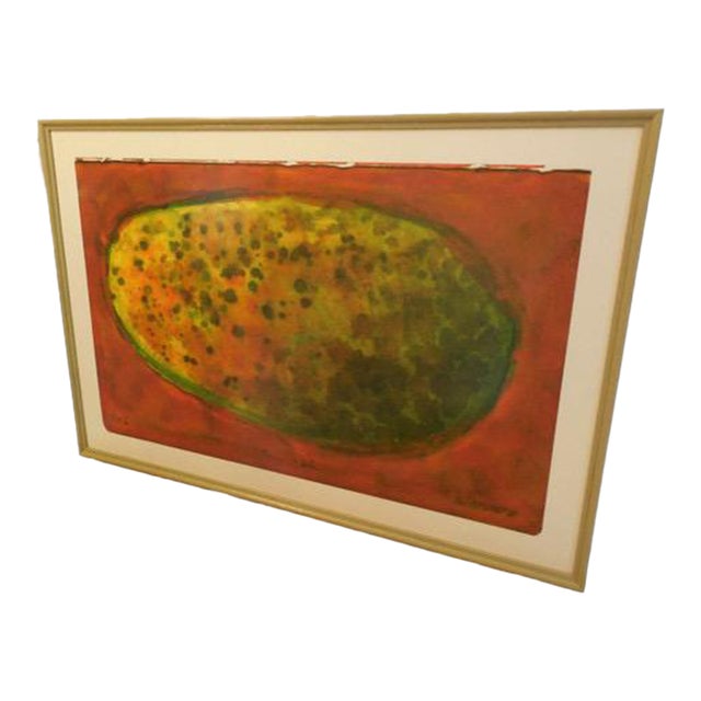 Vintage Modern Abstract Atomic Speckled Orb Print Framed Signed For Sale