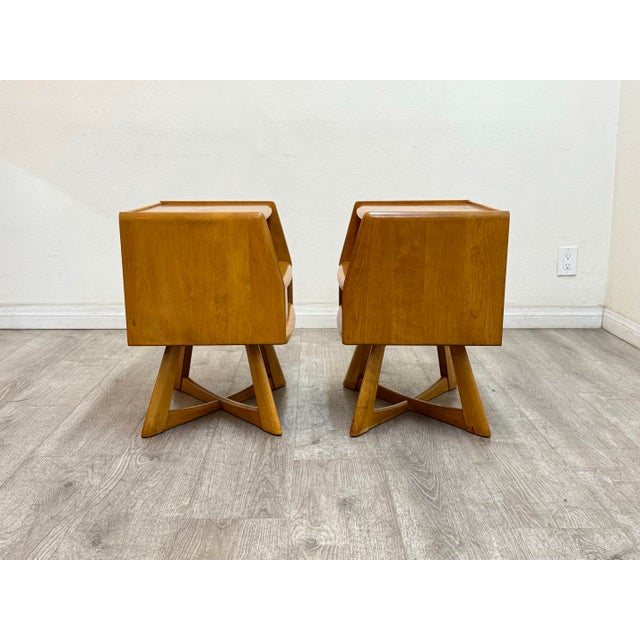 Tan 1950s Pair of Mid Century Modern Nightstands For Sale - Image 8 of 12