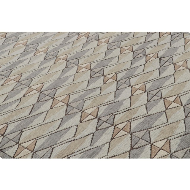 Rug & Kilim Rug & Kilim’s Scandinavian Style Rug in Beige-Brown and Gray Geometric Patterns For Sale - Image 4 of 7