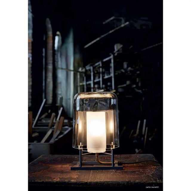 Modern Efra Carlo Moretti Contemporary Mouth Blown Clear Murano Glass Table Lamp For Sale - Image 3 of 8