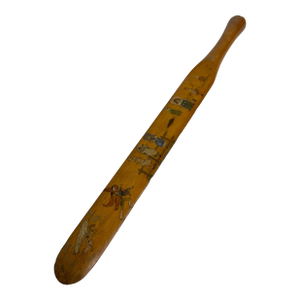 Antique Victorian Hand Painted Wood Paper Knife With Kate Greenaway Style Figures, Circa 1880s